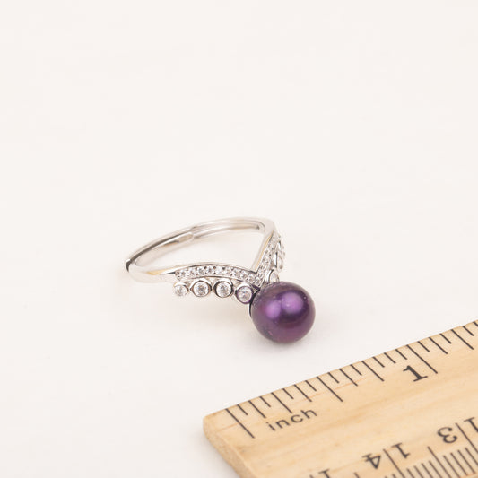 r030588 DIY 7-8mm Natural Freshwater pearl Ring accessory 925 sterling silver Adjustable size engagement jewelry ring for women