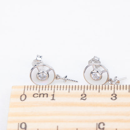 e010803 S925 pearl earring 925 sterling silver DIY 7-8mm Natural Freshwater pearl stud earring for women
