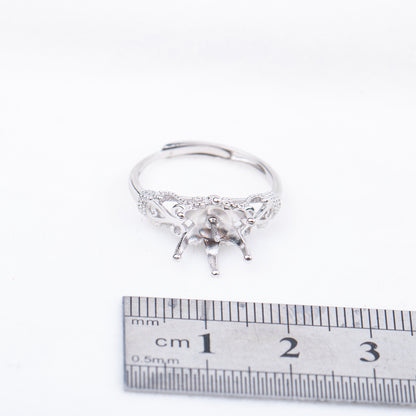 r010714 DIY 7-8mm Natural Freshwater pearl Ring accessory 925 sterling silver Adjustable size engagement jewelry ring for women