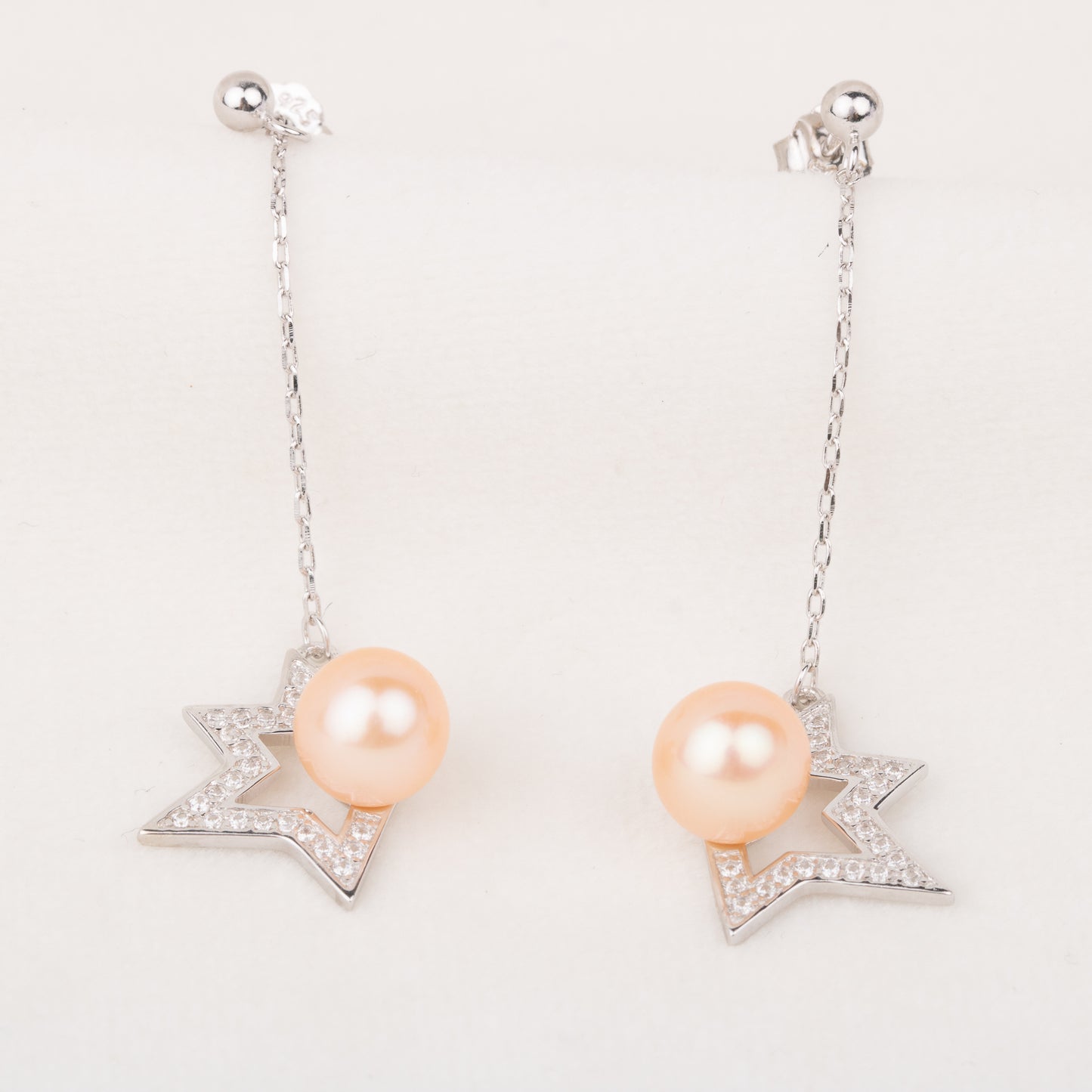 e010704 S925 pearl earring 925 sterling silver DIY 7-8mm Natural Freshwater pearl stud earring for women