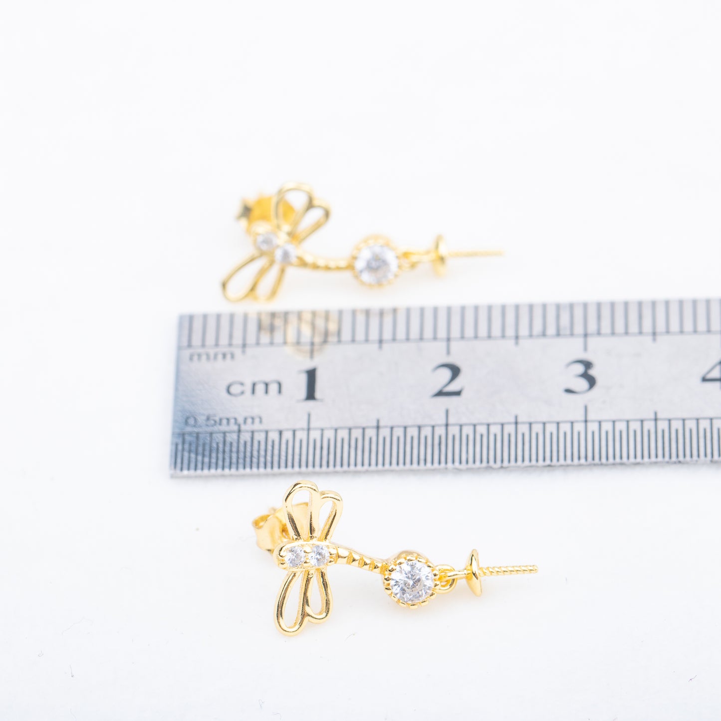 e010733 S925 pearl earring 925 sterling silver DIY 7-8mm Natural Freshwater pearl stud earring for women