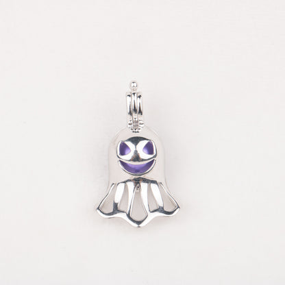 C030072 sterling silver ghost shape Freshwater pearl cage pendant necklace jewelry locket for pearl party