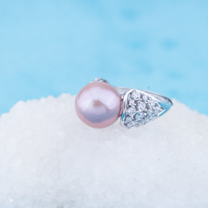 re010966 DIY 9-11mm Natural Freshwater pearl Ring accessory 925 sterling silver Adjustable size engagement ring for women