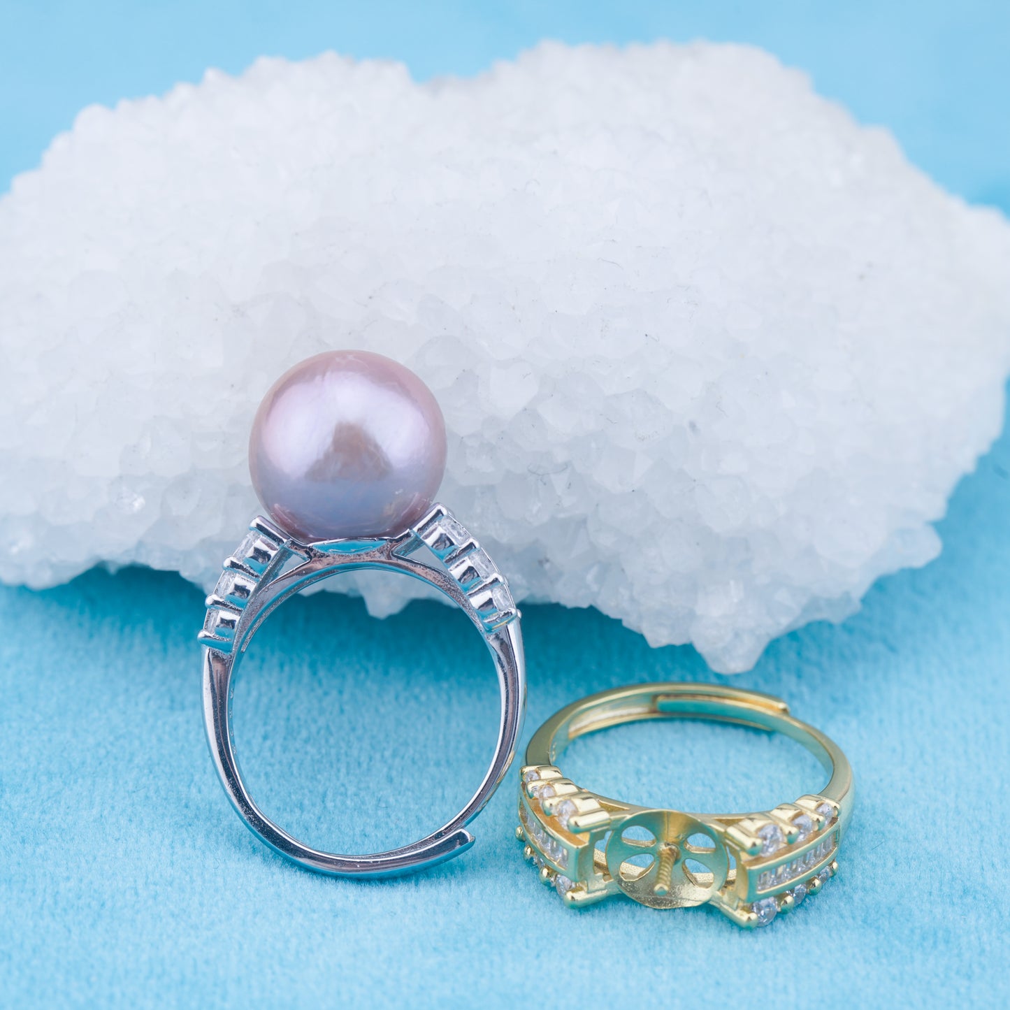 re010950 DIY 9-11mm Natural Freshwater pearl Ring accessory 925 sterling silver Adjustable size engagement ring for women