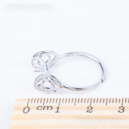 re010834DIY 9-11mm Natural Freshwater pearl Ring accessory 925 sterling silver Adjustable size engagement jewelry ring for women