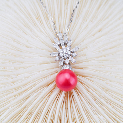 P011041 DIY 6-8mm Natural Freshwater pearl pendant accessory 925 sterling silver engagement jewelry necklace for women