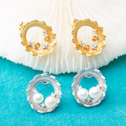 e010831 S925 pearl earring 925 sterling silver DIY 7-8mm Natural Freshwater pearl stud earring for women