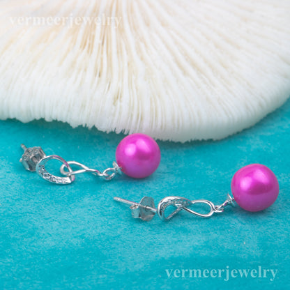 e010772 S925 pearl earring 925 sterling silver DIY 7-8mm Natural Freshwater pearl stud earring for women