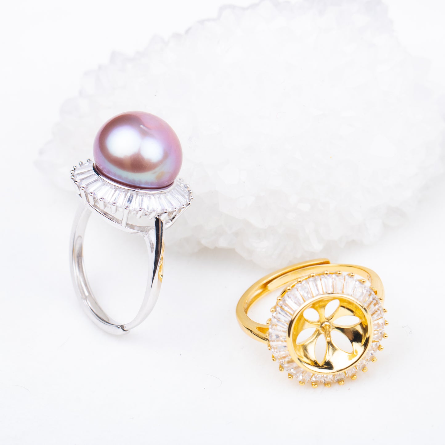 re010727 DIY 9-13mm Natural Freshwater pearl Ring 925 sterling silver Adjustable size engagement jewelry ring for women