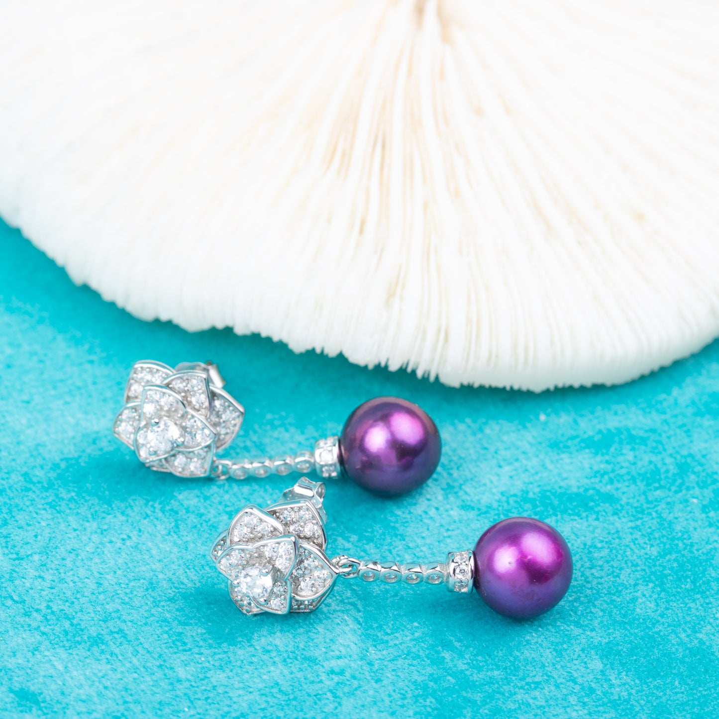 e010824 S925 pearl earring 925 sterling silver DIY 7-8mm Natural Freshwater pearl stud earring for women