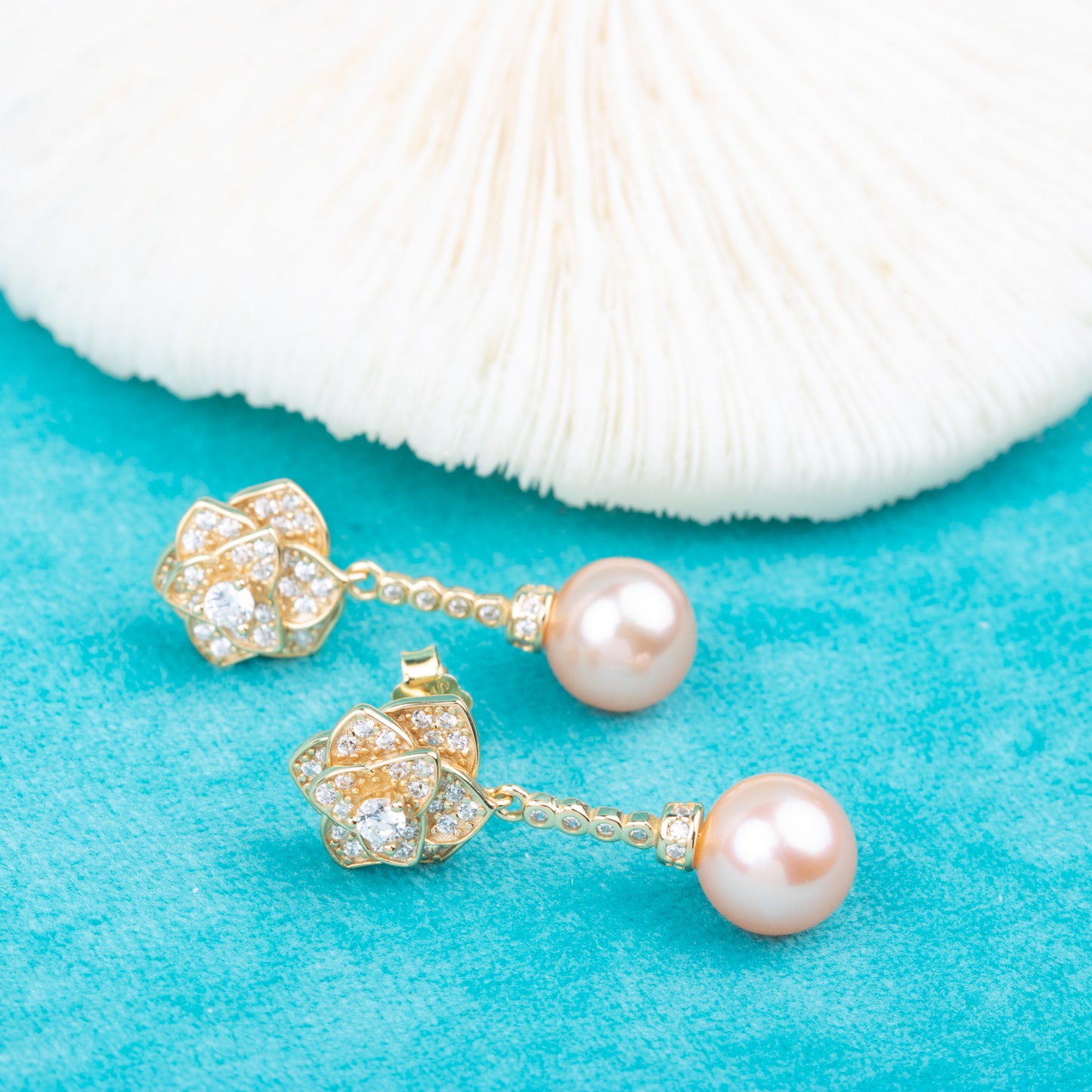 e010824 S925 pearl earring 925 sterling silver DIY 7-8mm Natural Freshwater pearl stud earring for women