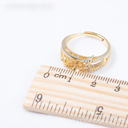 r010899 DIY 6-8mm Natural Freshwater pearl Ring accessory 925 sterling silver Adjustable size engagement jewelry ring for women