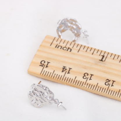 e010883 S925 pearl earring 925 sterling silver DIY 7-8mm Natural Freshwater pearl stud earring for women