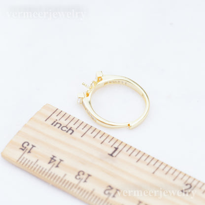 re010934 DIY 9-11mm Natural Freshwater pearl Ring accessory 925 sterling silver Adjustable size engagement ring for women
