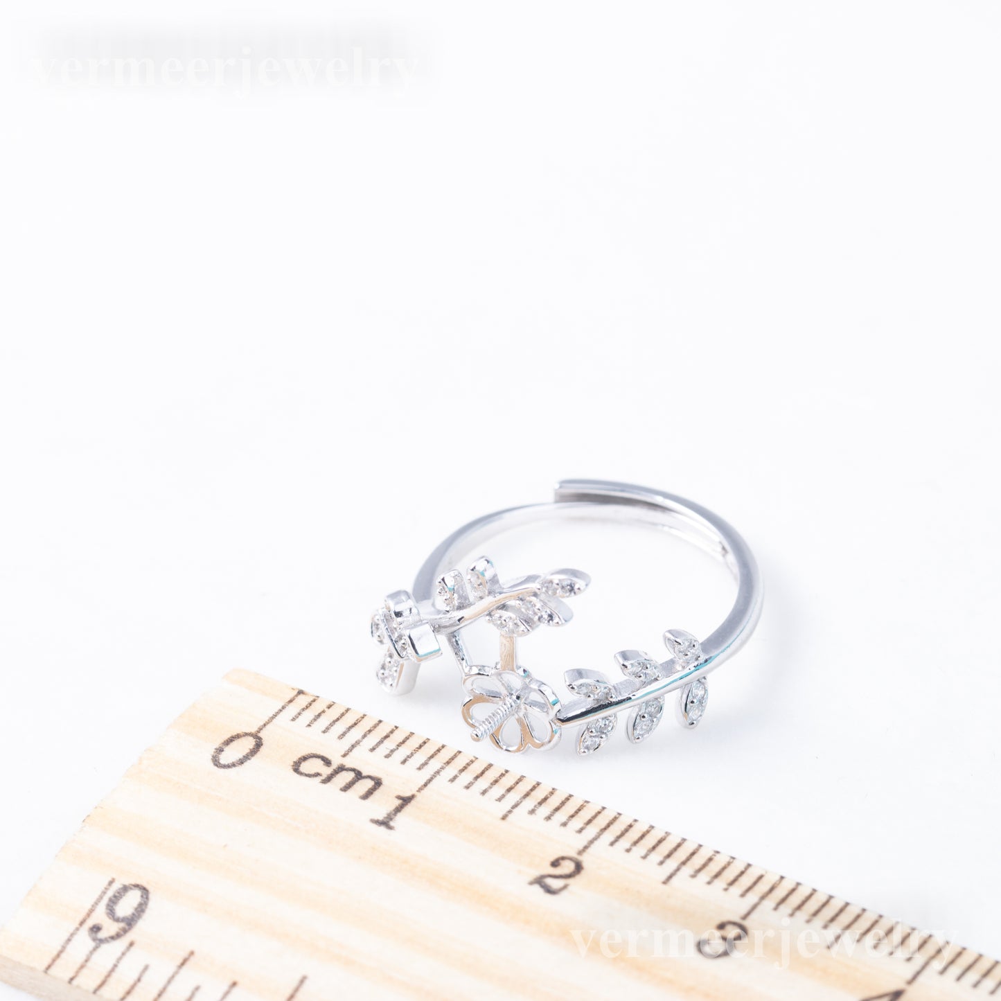 r010872  DIY 6-8mm Natural Freshwater pearl Ring accessory 925 sterling silver Adjustable size engagement jewelry ring for women