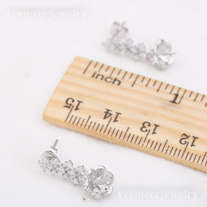 e010892 S925 pearl earring 925 sterling silver DIY 7-8mm Natural Freshwater pearl stud earring for women