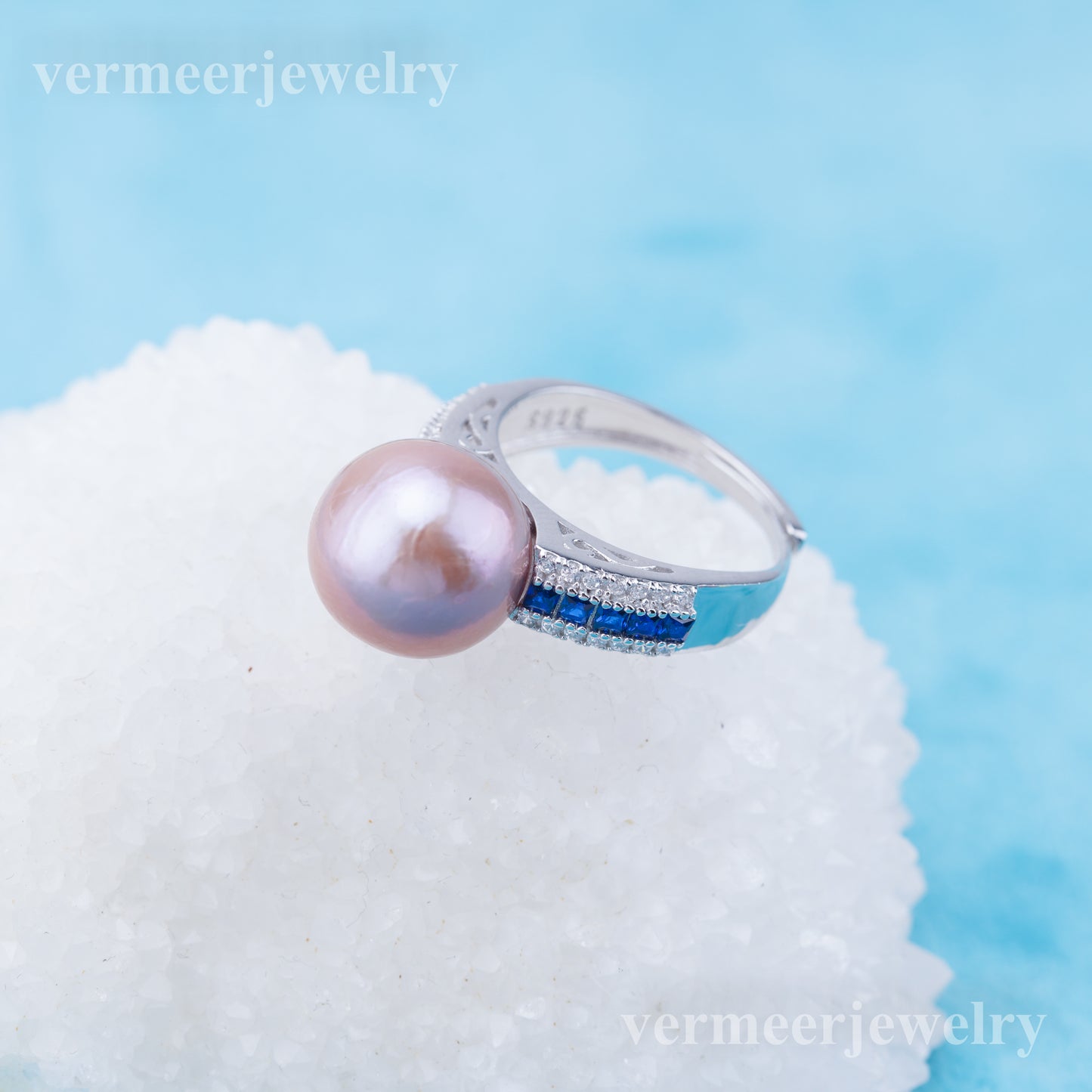 re010939 DIY 9-11mm Natural Freshwater pearl Ring accessory 925 sterling silver Adjustable size engagement ring for women
