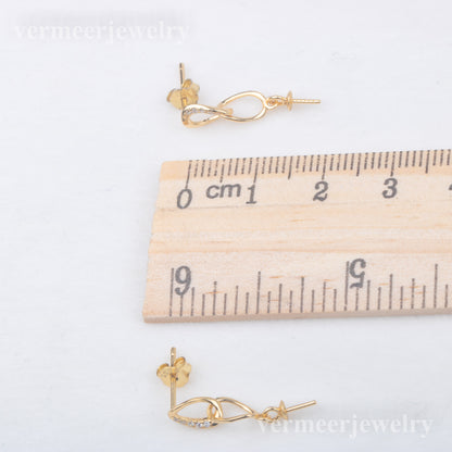 e010772 S925 pearl earring 925 sterling silver DIY 7-8mm Natural Freshwater pearl stud earring for women