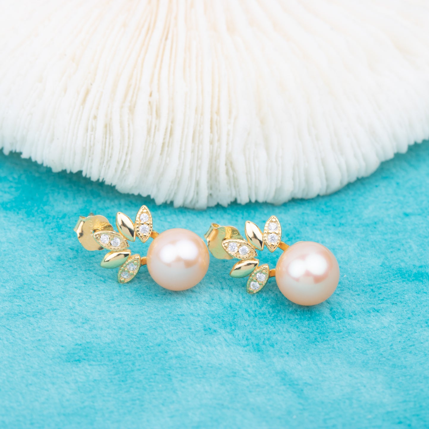 e010754 S925 pearl earring 925 sterling silver DIY 7-8mm Natural Freshwater pearl stud earring for women