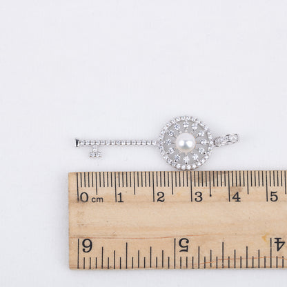 P030529 DIY 7-8mm Natural Freshwater pearl pendant accessory 925 sterling silver engagement jewelry necklace for women