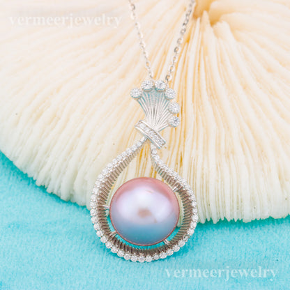 Pe011016 DIY 9-12mm Natural Freshwater pearl pendant accessory 925 sterling silver engagement jewelry necklace for women