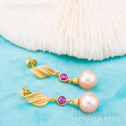 e010847 S925 pearl earring 925 sterling silver DIY 7-8mm Natural Freshwater pearl stud earring for women