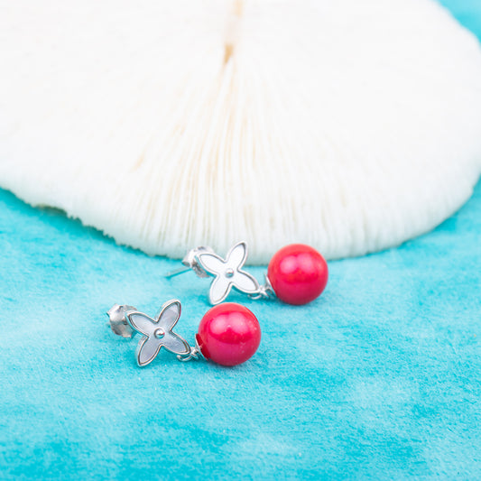 e010743 S925 pearl earring 925 sterling silver DIY 7-8mm Natural Freshwater pearl stud earring for women