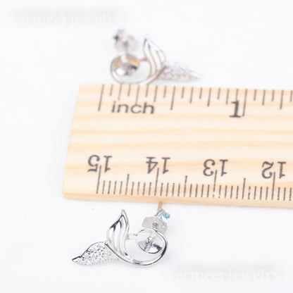 e010817 S925 pearl earring 925 sterling silver DIY 7-8mm Natural Freshwater pearl stud earring for women