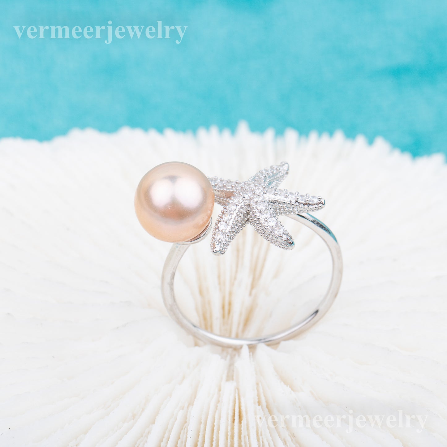 r010699 DIY 7-8mm Natural Freshwater pearl Ring accessory 925 sterling silver Adjustable size engagement jewelry ring for women