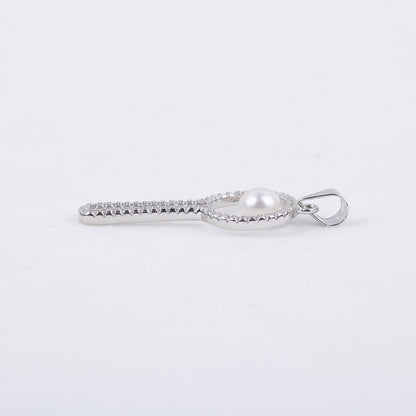P030539 DIY 7-8mm Natural Freshwater pearl pendant accessory 925 sterling silver engagement jewelry necklace for women