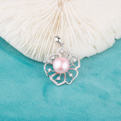 P010771 DIY 9-12mm Natural Freshwater pearl pendant accessory 925 sterling silver engagement jewelry necklace for women
