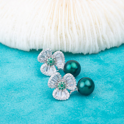 e010790 S925 pearl earring 925 sterling silver DIY 7-8mm Natural Freshwater pearl stud earring for women