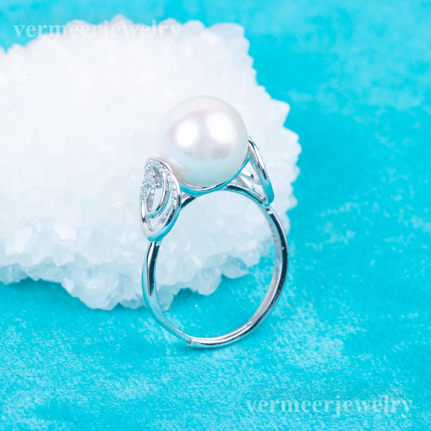 re010834DIY 9-11mm Natural Freshwater pearl Ring accessory 925 sterling silver Adjustable size engagement jewelry ring for women