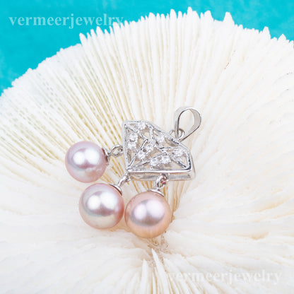 P010835 DIY 7-9mm Natural Freshwater pearl pendant accessory 925 sterling silver engagement jewelry necklace for women