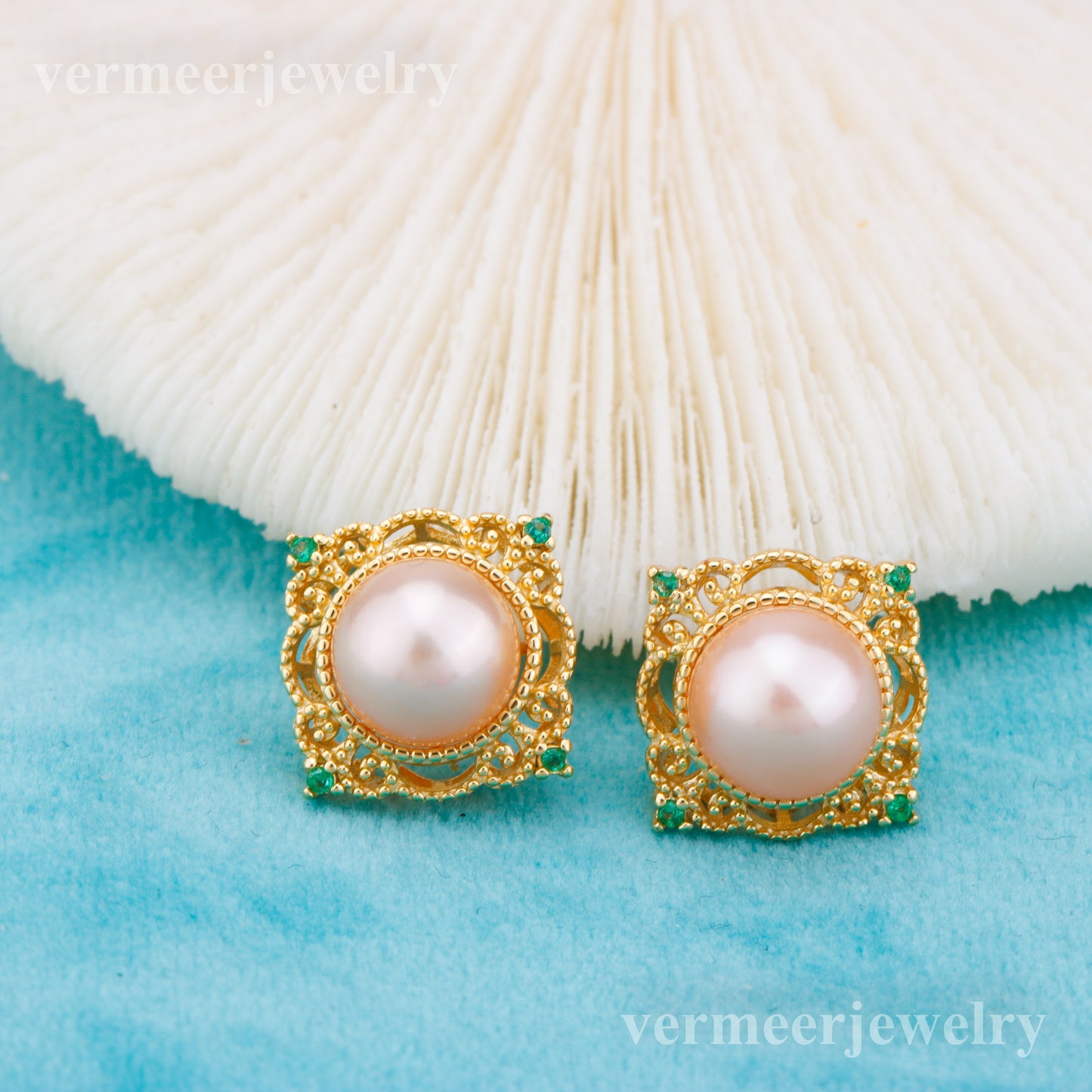 e010895 S925 pearl earring 925 sterling silver DIY 7-8mm Natural Freshwater pearl stud earring for women