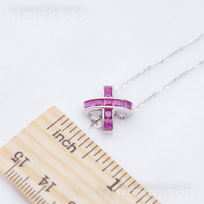 P011043 DIY 6-8mm Natural Freshwater pearl pendant accessory 925 sterling silver engagement jewelry necklace for women