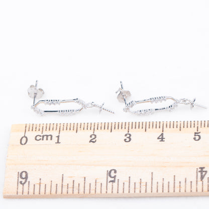 e010776 S925 pearl earring 925 sterling silver DIY 7-8mm Natural Freshwater pearl stud earring for women