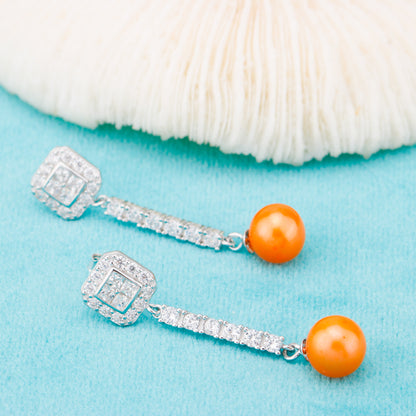 e010857 S925 pearl earring 925 sterling silver DIY 7-8mm Natural Freshwater pearl stud earring for women