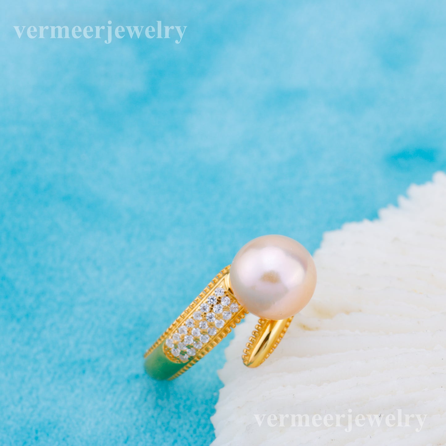 r010906 DIY 6-8mm Natural Freshwater pearl Ring accessory 925 sterling silver Adjustable size engagement jewelry ring for women