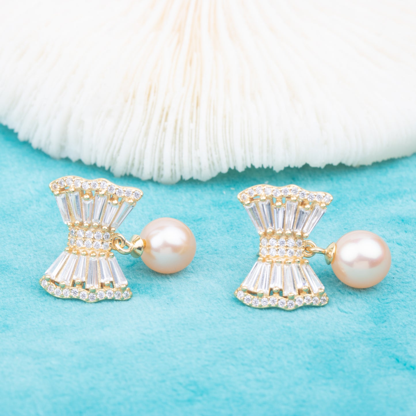 e010766 S925 pearl earring 925 sterling silver DIY 7-8mm Natural Freshwater pearl stud earring for women