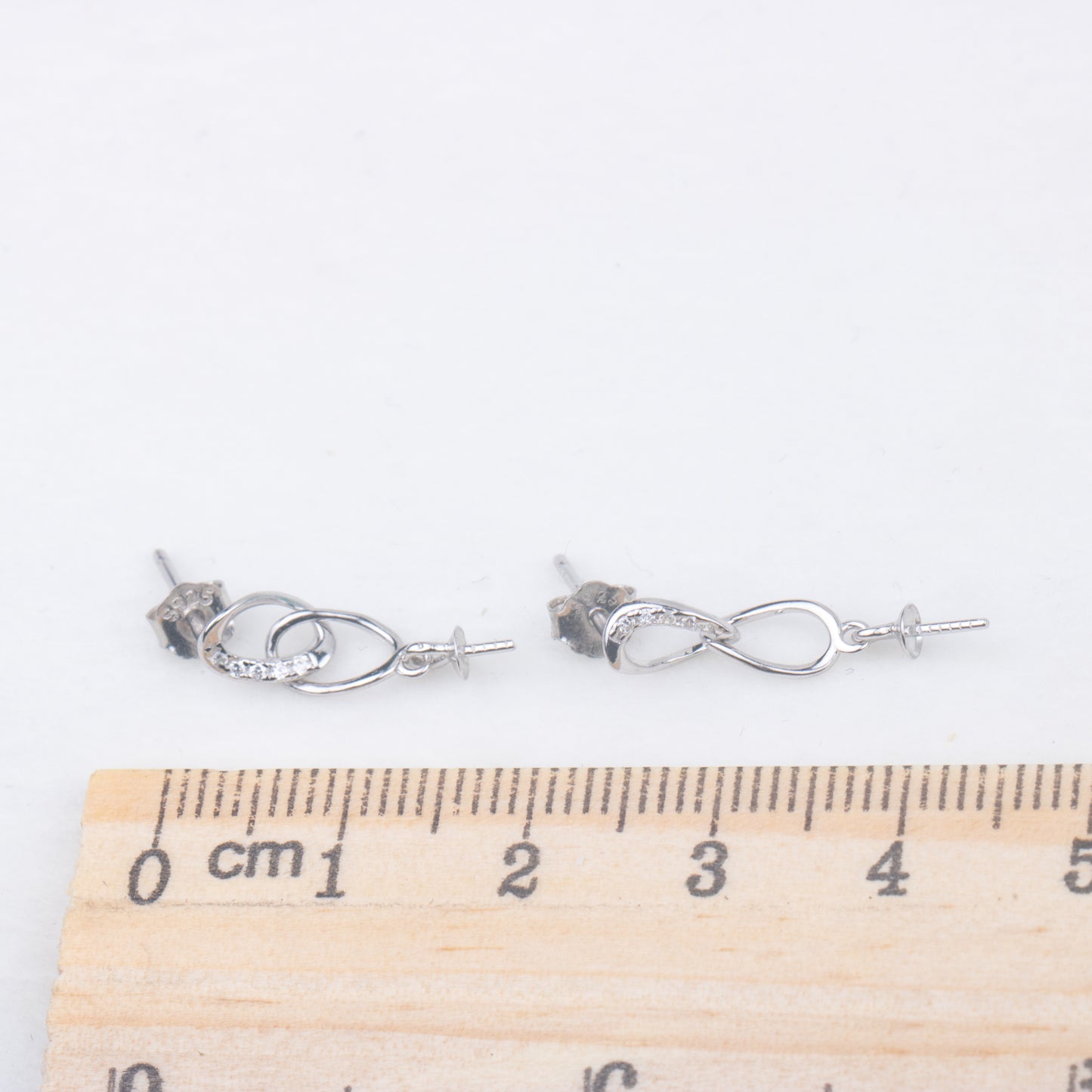 e010772 S925 pearl earring 925 sterling silver DIY 7-8mm Natural Freshwater pearl stud earring for women