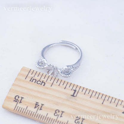 re010945 DIY 9-11mm Natural Freshwater pearl Ring accessory 925 sterling silver Adjustable size engagement ring for women