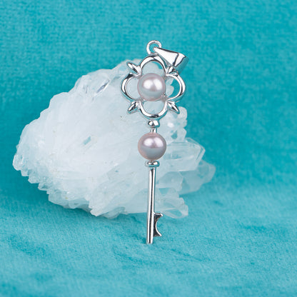 P030542 DIY 7-8mm Natural Freshwater pearl pendant accessory 925 sterling silver engagement jewelry necklace for women