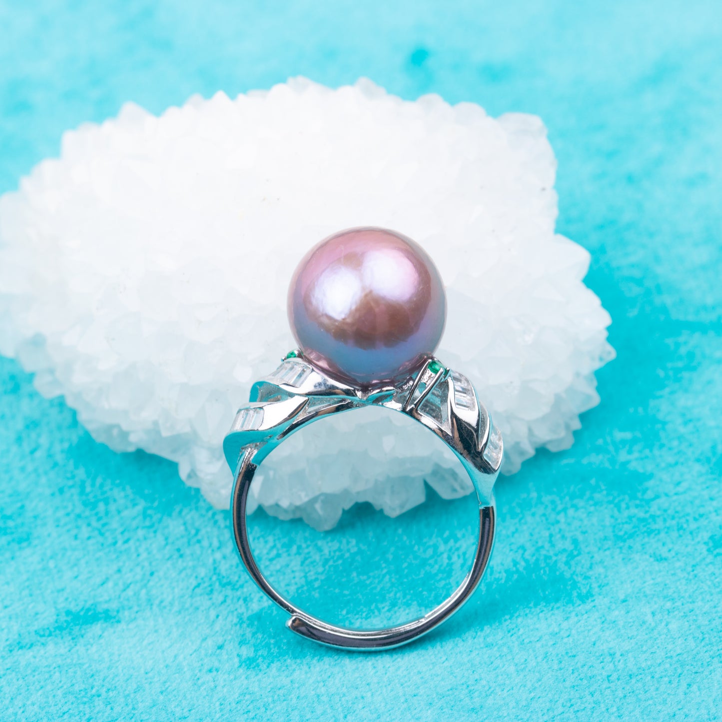 re010861DIY 9-11mm Natural Freshwater pearl Ring accessory 925 sterling silver Adjustable size engagement ring for women