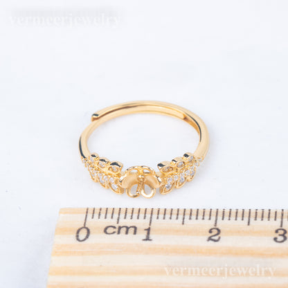 r010831 DIY 7-8mm Natural Freshwater pearl Ring accessory 925 sterling silver Adjustable size engagement jewelry ring for women