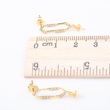 e010776 S925 pearl earring 925 sterling silver DIY 7-8mm Natural Freshwater pearl stud earring for women