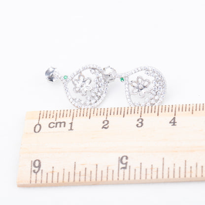 e010787 S925 pearl earring 925 sterling silver DIY 7-8mm Natural Freshwater pearl stud earring for women