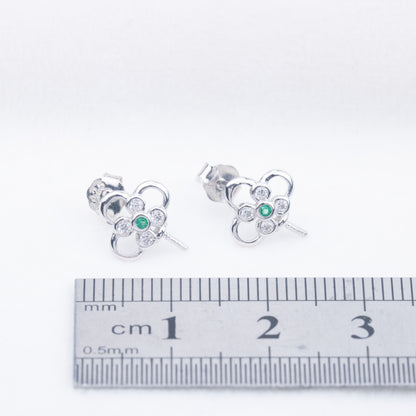 e010750 S925 pearl earring 925 sterling silver DIY 7-8mm Natural Freshwater pearl stud earring for women