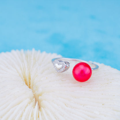 r010918 DIY 6-8mm Natural Freshwater pearl Ring accessory 925 sterling silver Adjustable size engagement jewelry ring for women