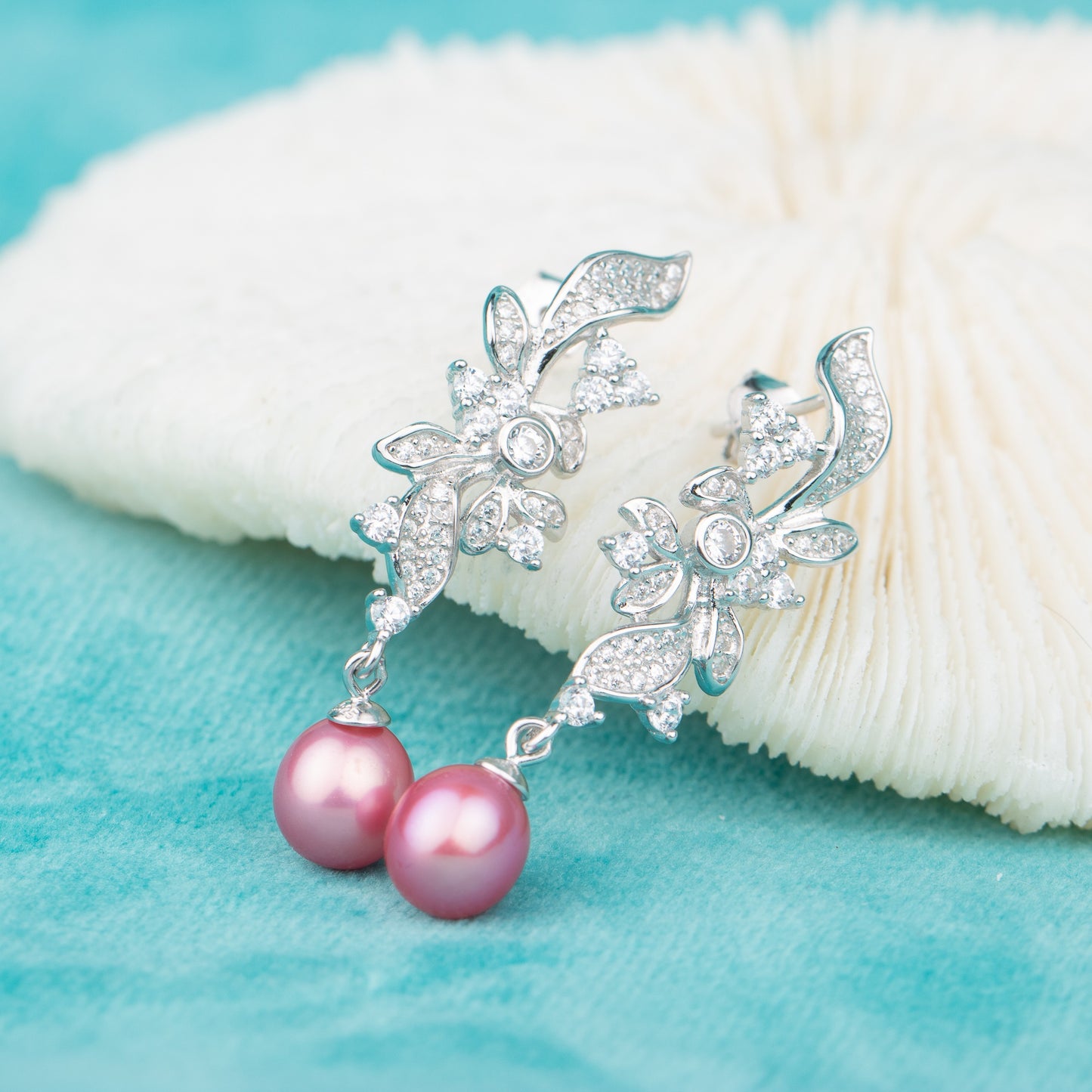 e060654 S925 pearl earring 925 sterling silver DIY 7-8mm Natural Freshwater pearl stud earring for women